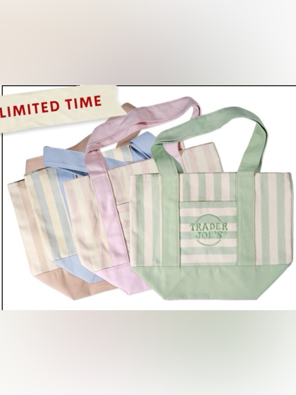 Trader Joe’s Striped MiniCanvas Tote Bag - Picture 3 of 3